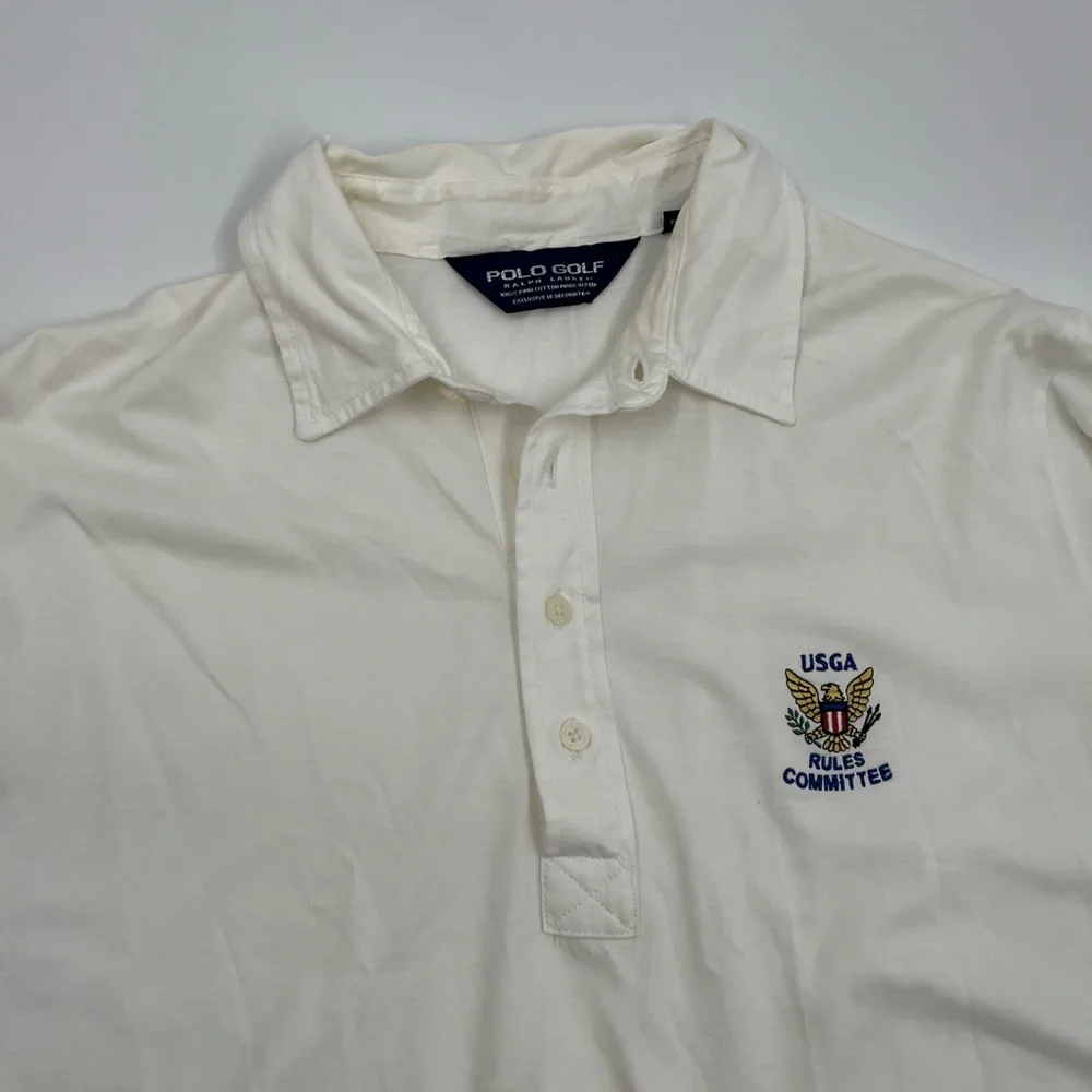 Polo Golf Ralph Lauren Men's M White Logo Short Sleeve‎ Polo